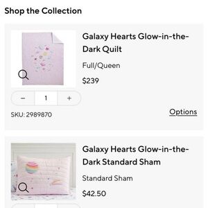 Pottery Barn Galaxy Hearts Glow-in-the-Dark Quilt - Pink